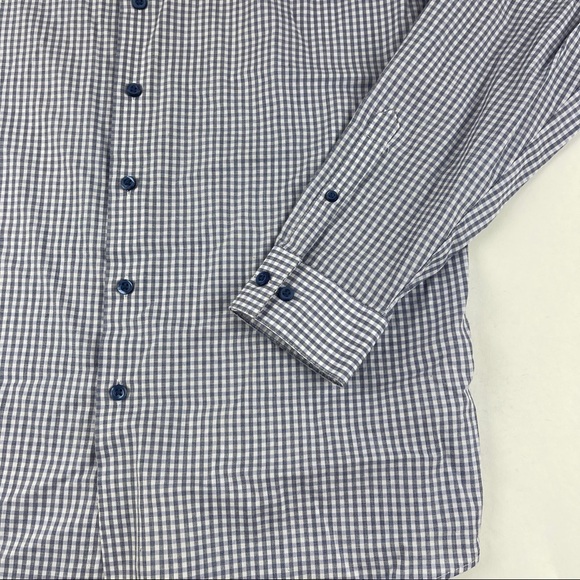 Unlisted Kenneth Cole Button Down Shirt Mens Medium 15-15.5 34-35 Blue Plaid - Picture 6 of 9
